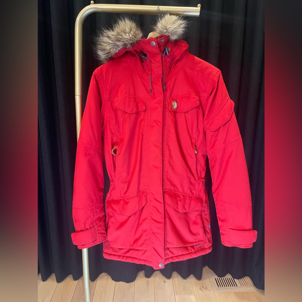 Excellent condition Fjallraven Red down parka winter coat.